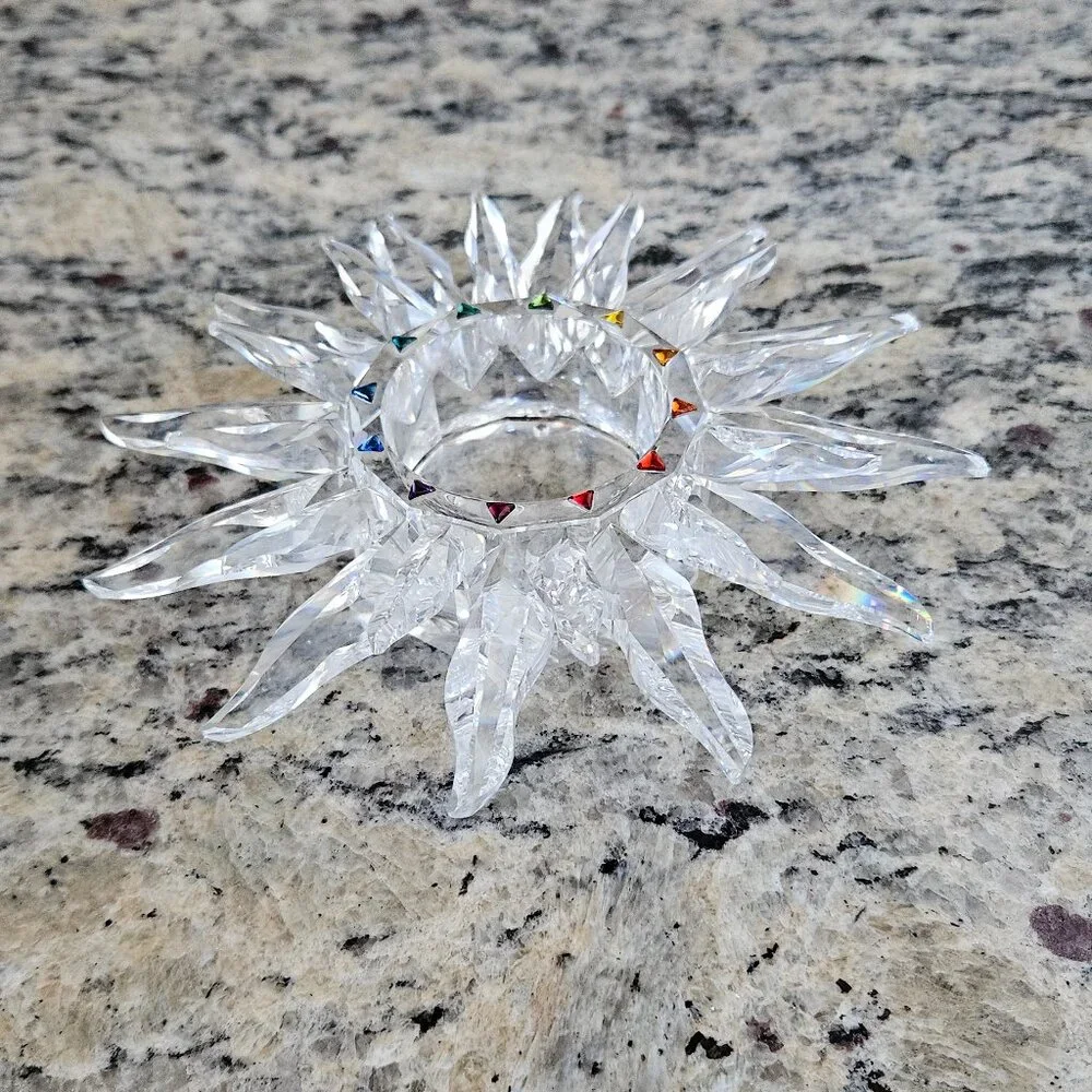 RARE VINTAGE SWAROVSKI CRYSTAL SOLARIS SUN STAR TAPER CANDLEHOLDER ORIGINAL BOX